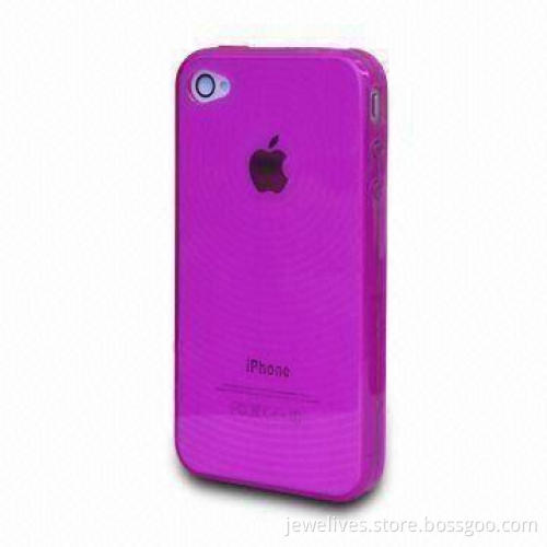 TPU Cover for iPhone 4, with Circular Pattern Design and Clear Low Profile Slip-on